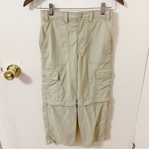 LL Bean kids khaki zip off convertible hiking pants shorts boys size 10